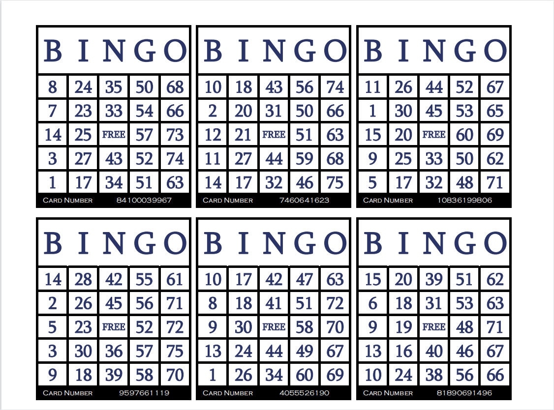 3600 Printable Bingo Cards 6 Per Page Large Activities For Seniors Kids Holidays Parties Games For Adults Zoom Bingo Cards 1 75 Ball Etsy UK