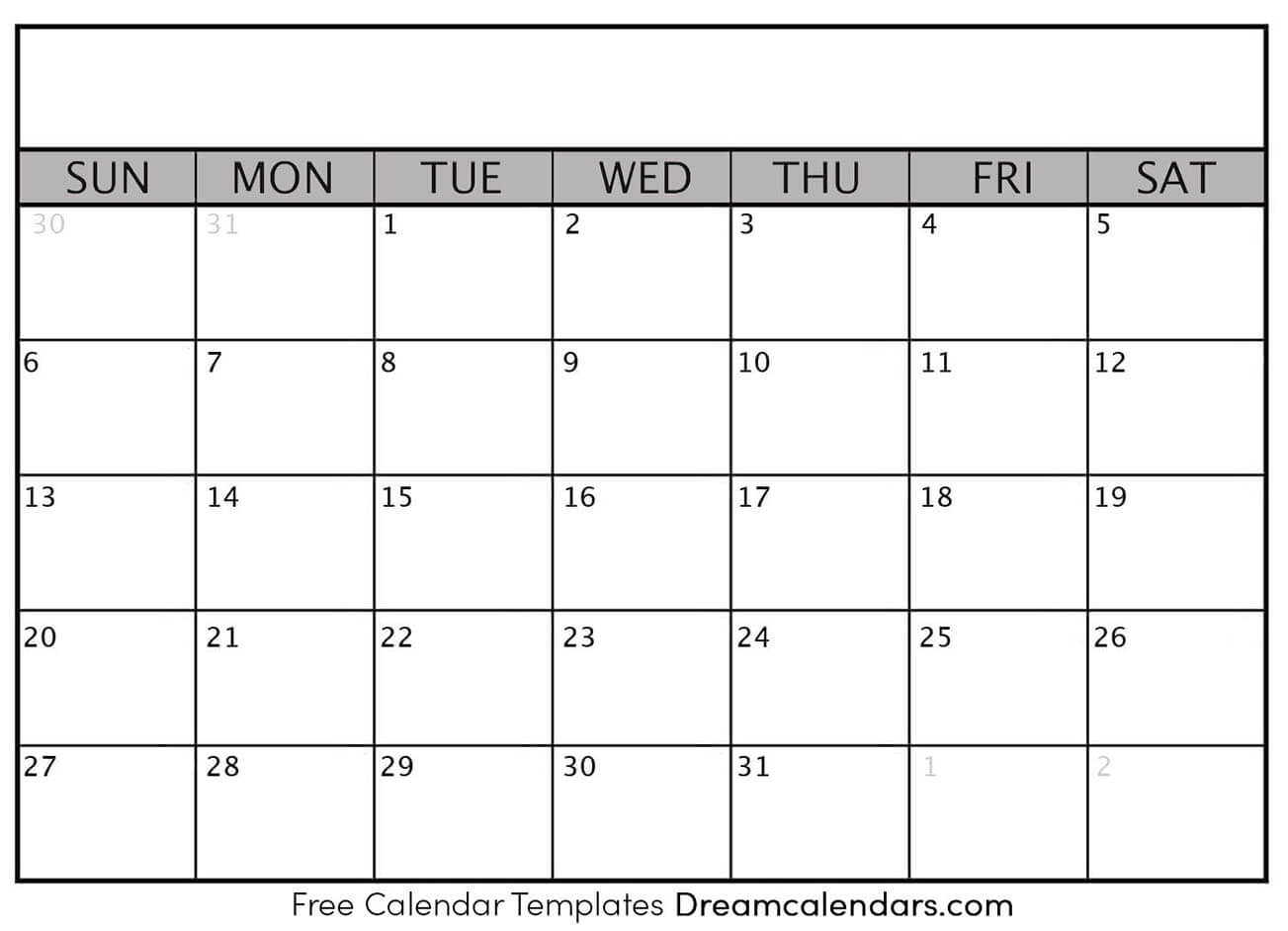 Blank Calendar Free Printable