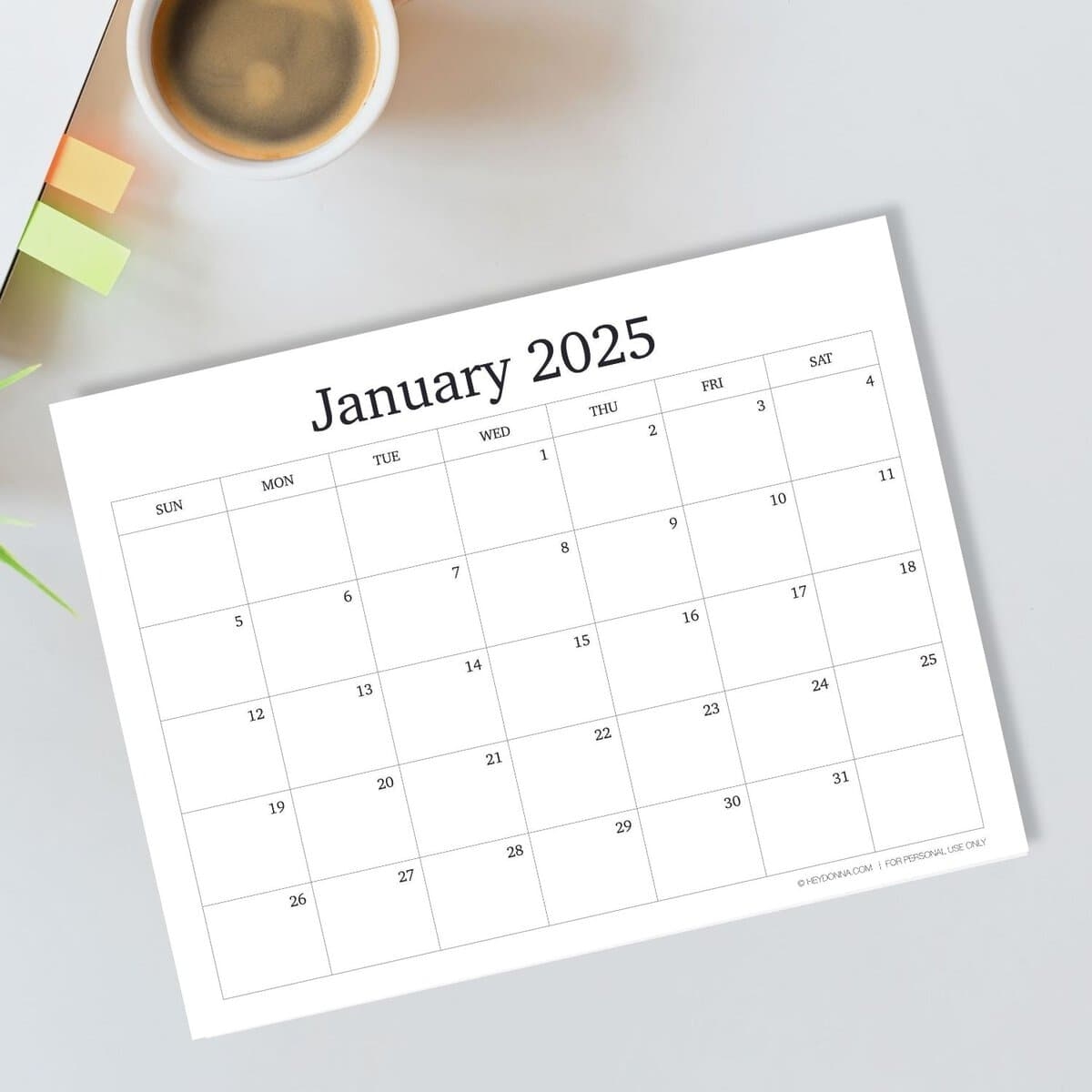 Free Printable Monthly Calendar January 2025