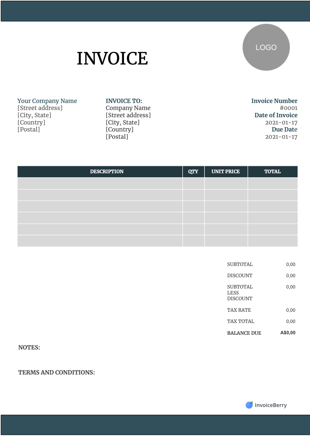 Free Invoice Template Printable