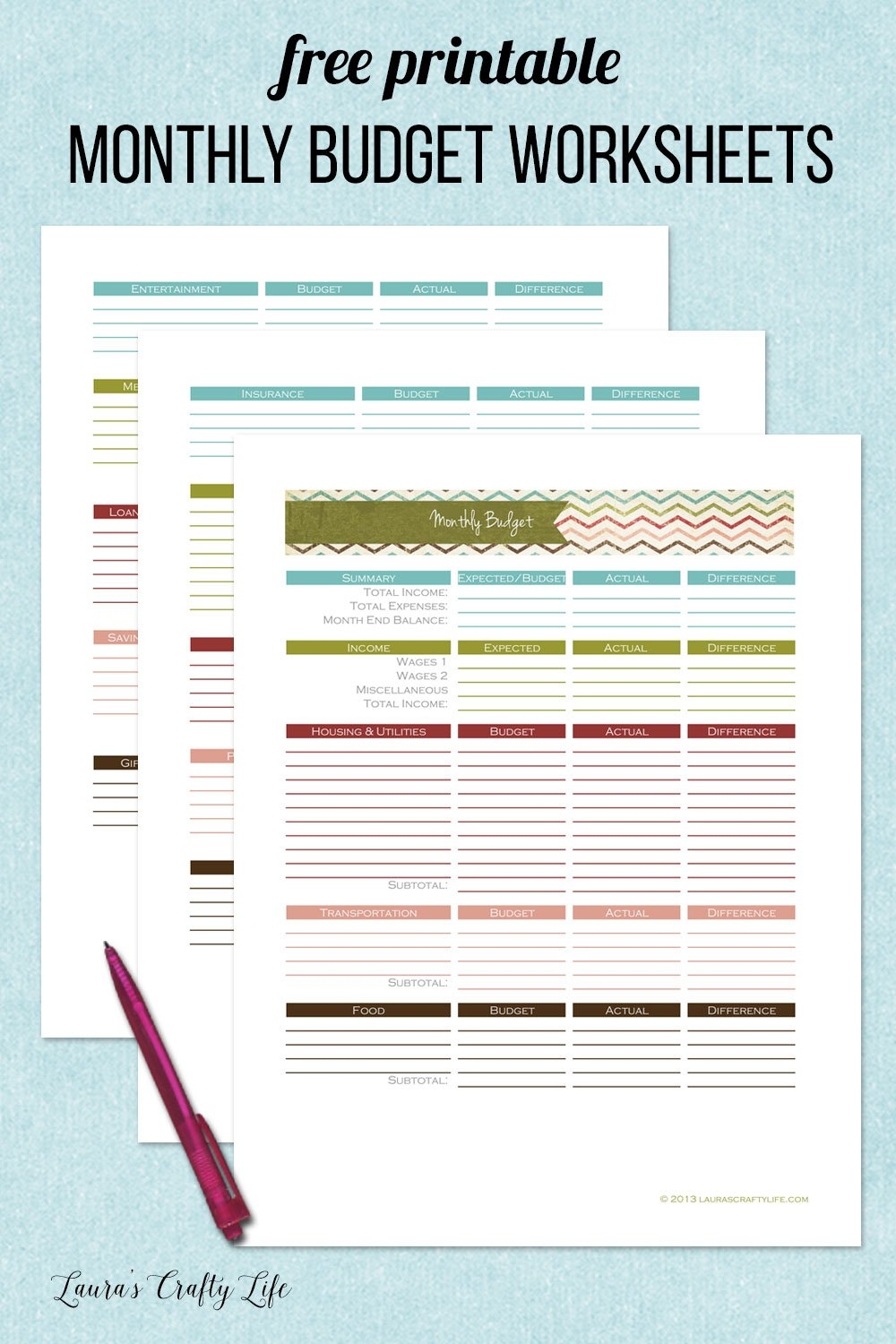 Free Printable Budget Worksheets
