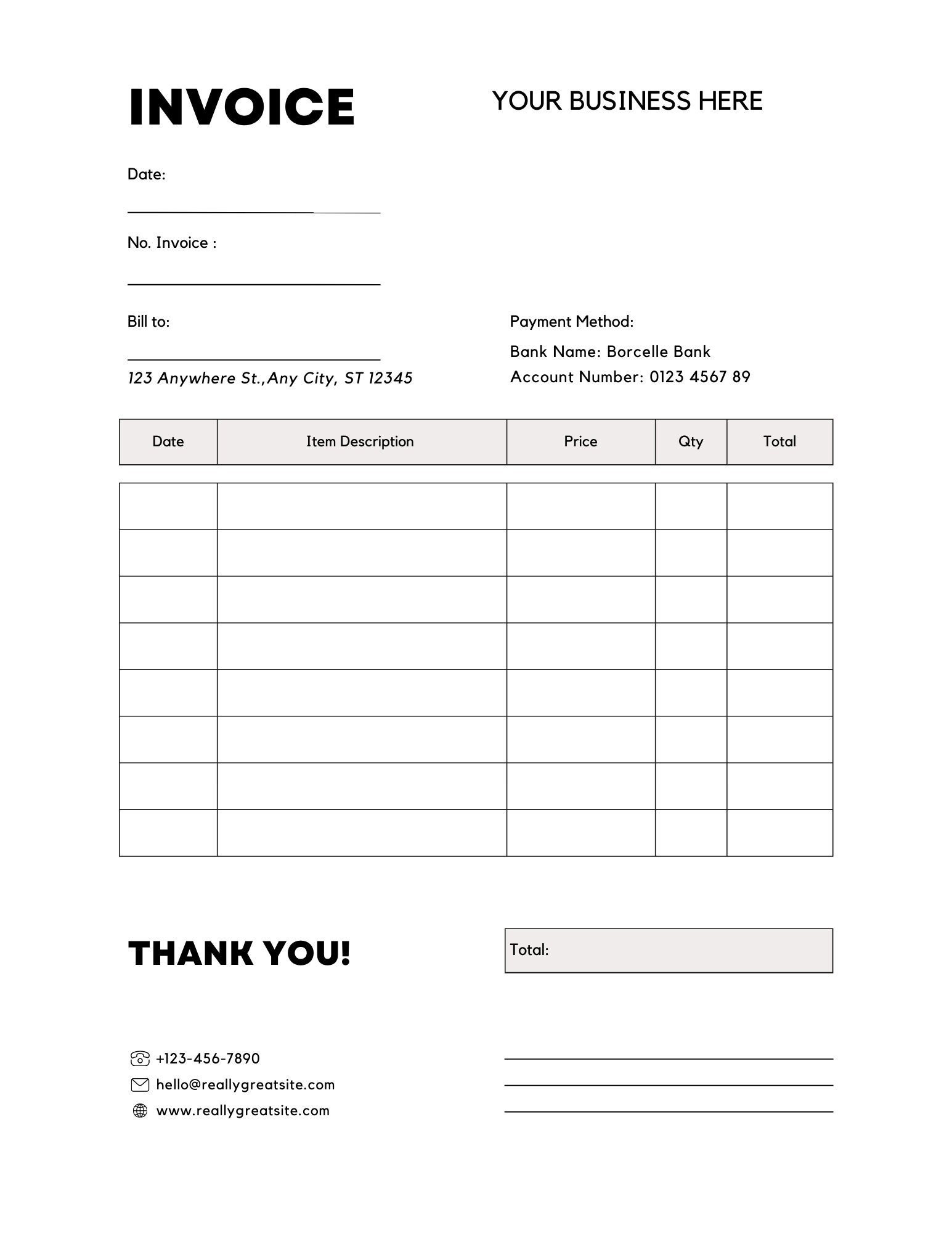 Invoice Template printable Invoice Template google Docs Invoice blank Invoice Basic Invoice Template Paypal Invoice Venmo Invoice Etsy UK