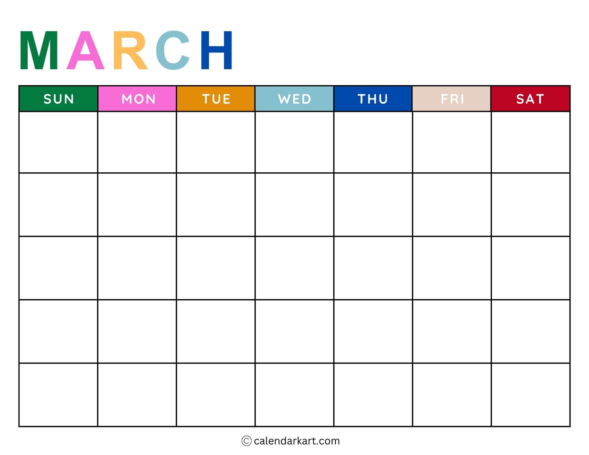 Free Printable Month By Month Calendar