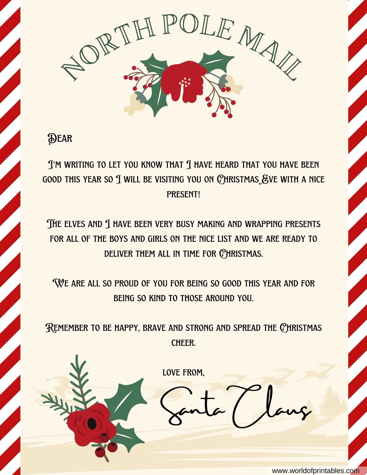 Free Printable Letters From Santa Printable