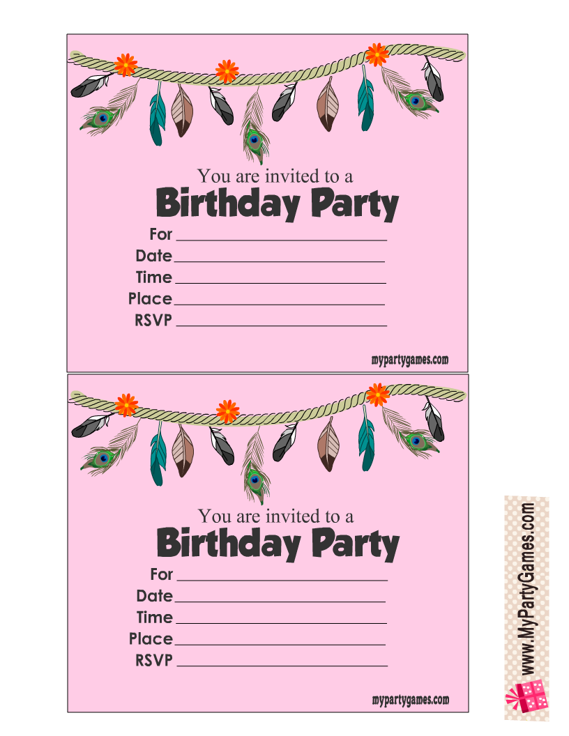 100 Free Printable Kids Birthday Party Invitations Worksheets Library