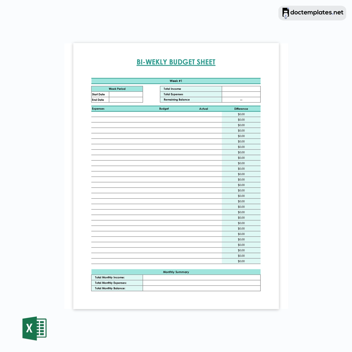 Budget Sheets Free Printable Bi Weekly