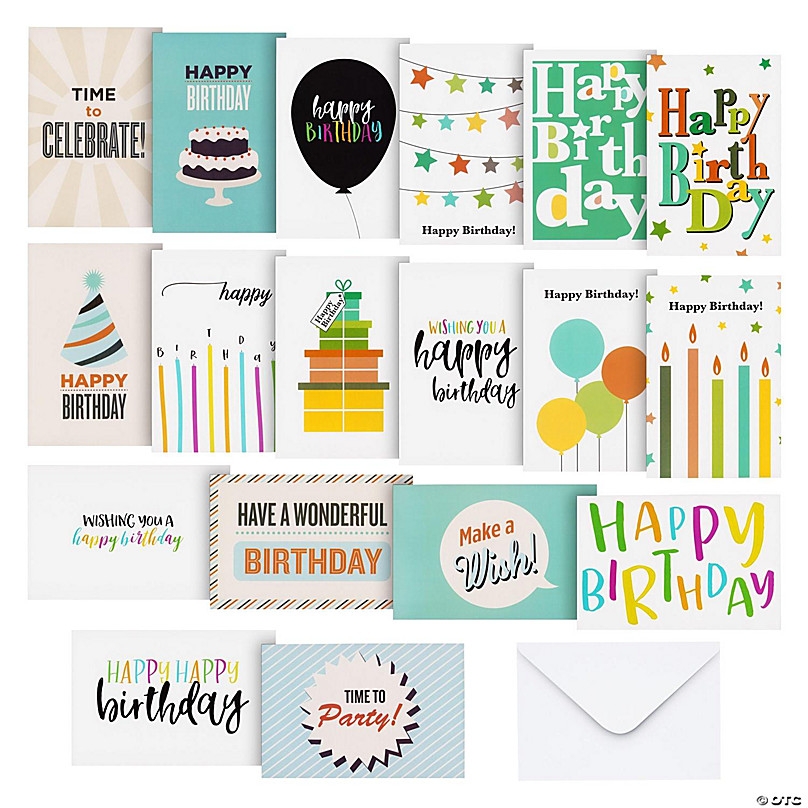 144 Pack Happy Birthday Cards Assortment Bulk With Envelopes Blank Inside For Kids Work Friends 18 Designs 4 X 6 Oriental Trading