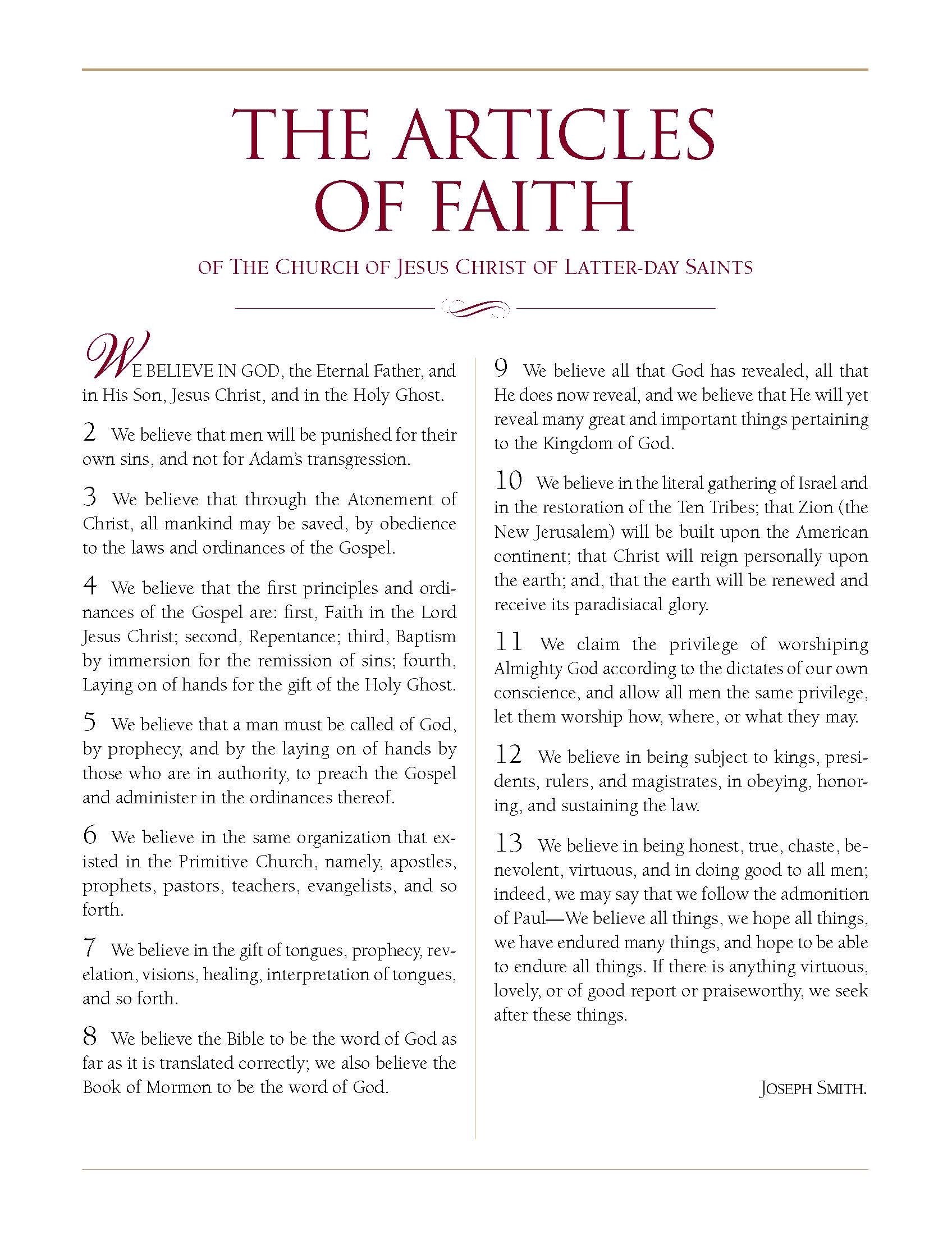 175th Anniversary Of LDS Articles Of Faith LDS365 Resources From The Church Latter day Saints Worldwide
