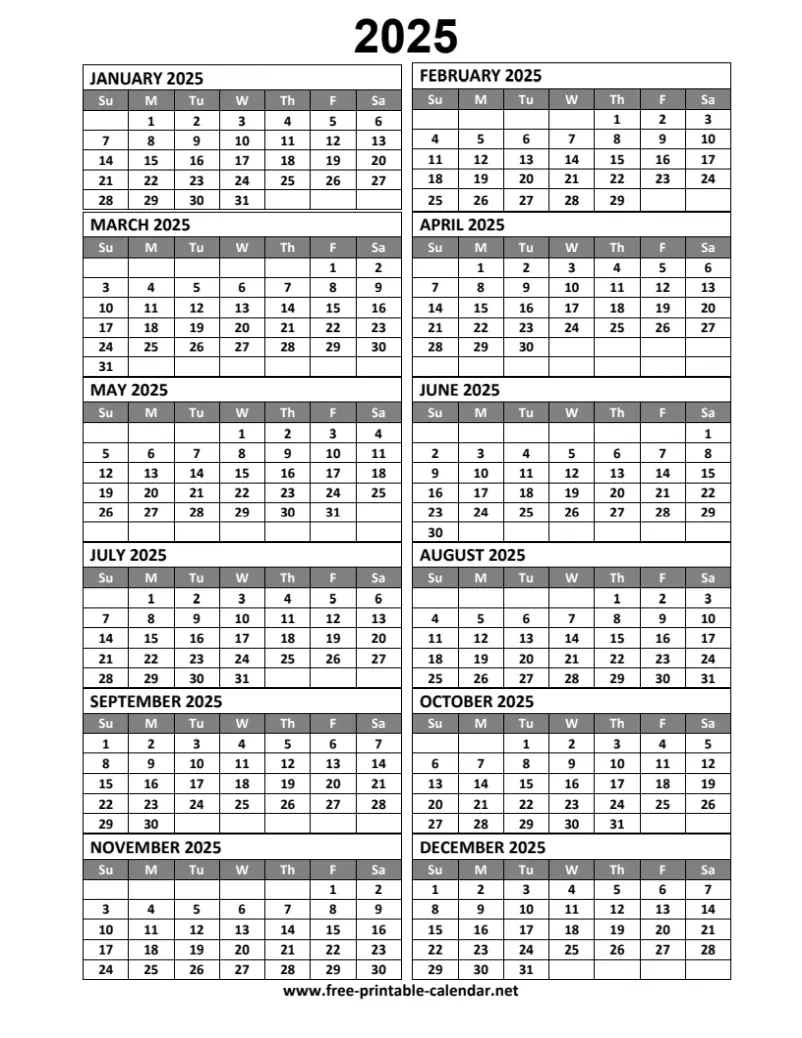 Free Printable 2025 Calendar With Holidays Pdf