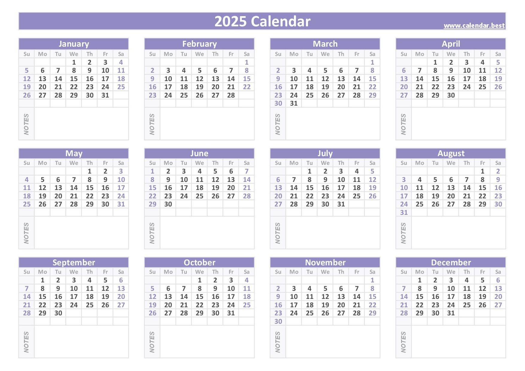 2025 Printable Calendar With Week Numbers And Holidays