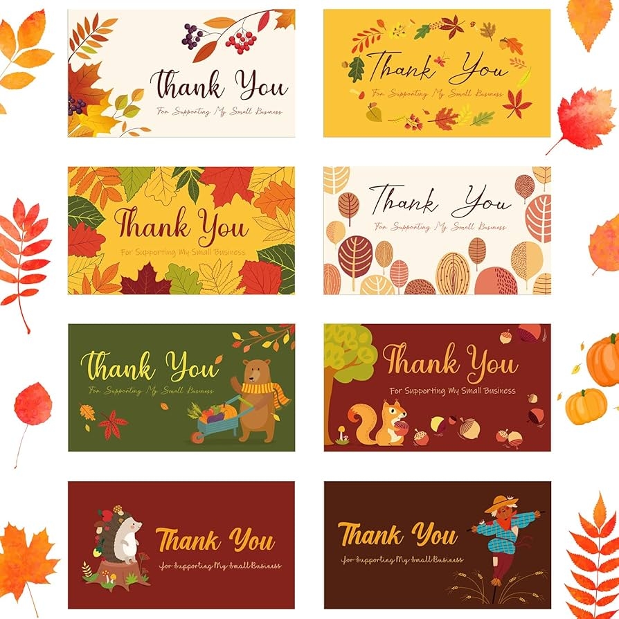 240 Pieces Thank You Cards Autumn Leaves Thank You For Supporting My Small Business Cards Thankful Autumn Thank You Cards Thank You Cards For Small Business Gift Parties Celebrations Amazon de Stationery