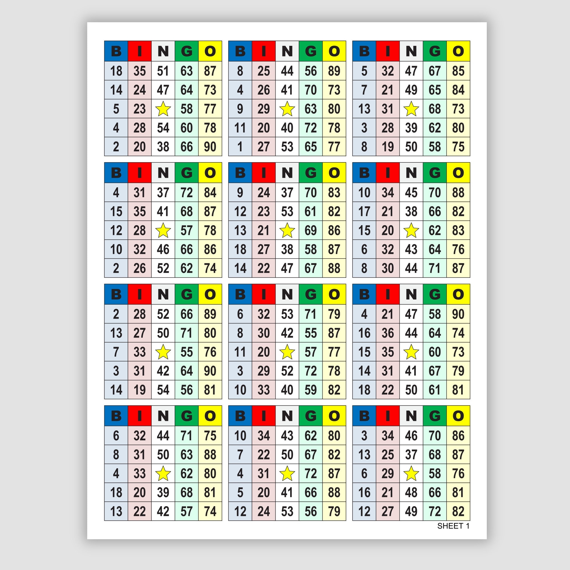 2400 Bingo Cards Pdf Download 90 Call 12 Per Page Instant Printable Fun Party Game Etsy