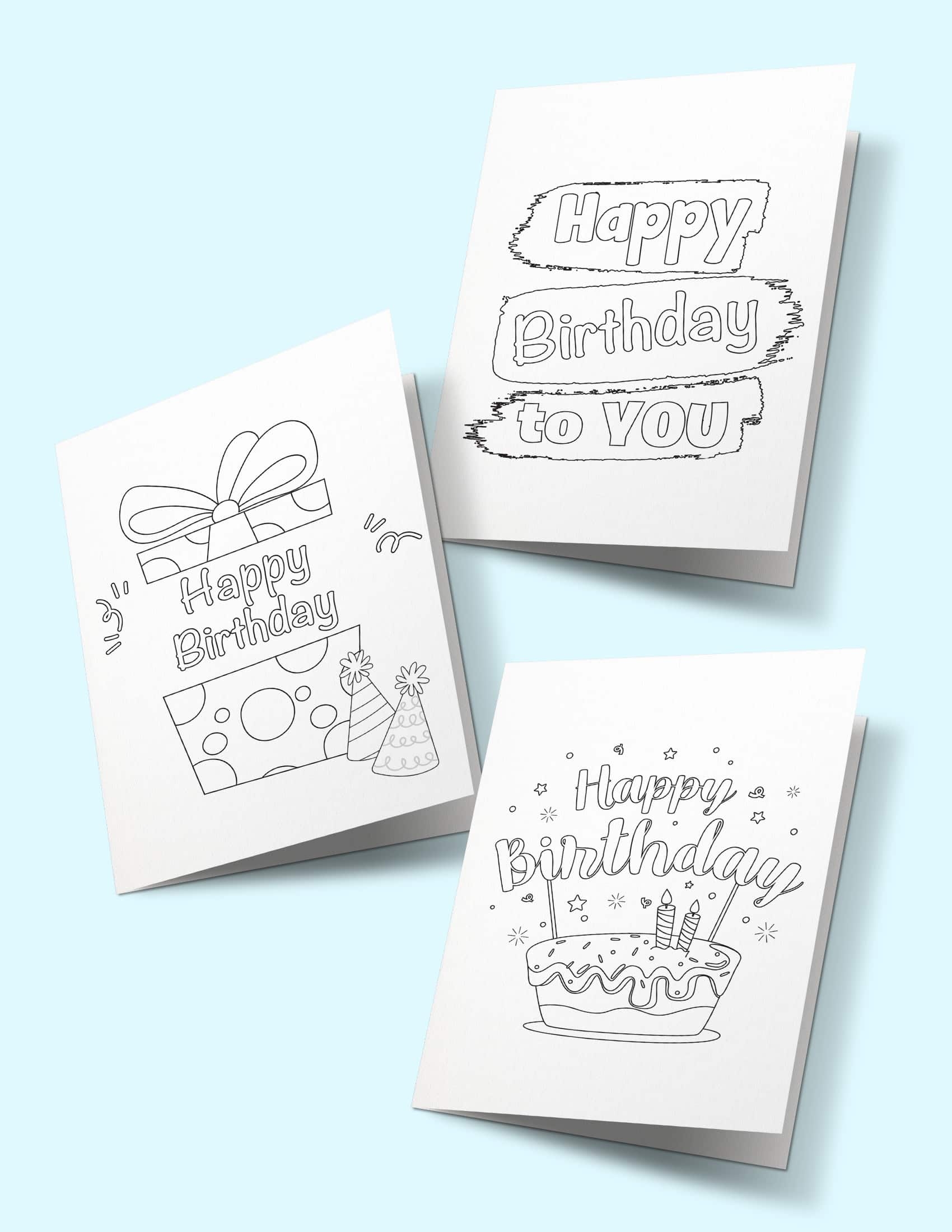 3 Free Happy Birthday Printable Cards To Color