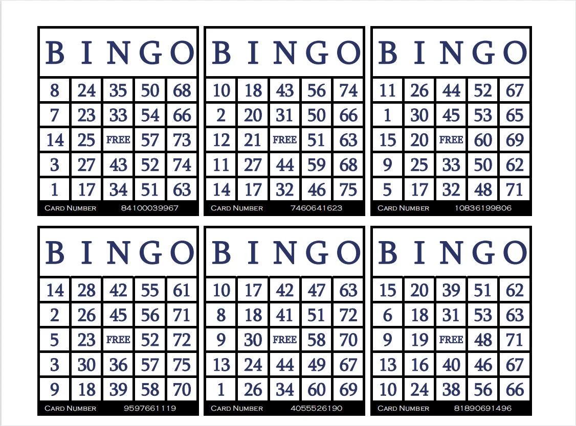 3600 Printable Bingo Cards 6 Per Page Large Activities For 