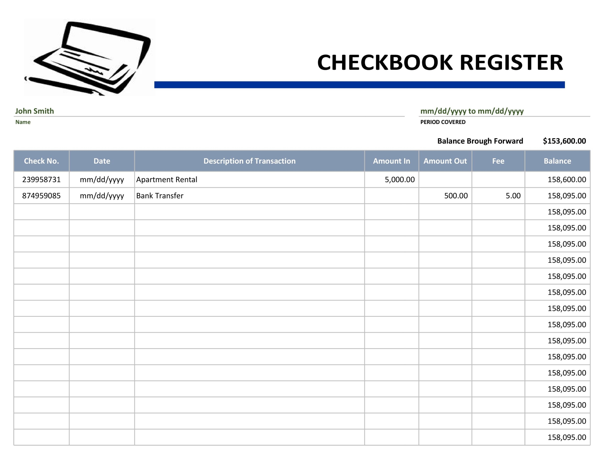 39 Checkbook Register Templates 100 Free Printable TemplateLab
