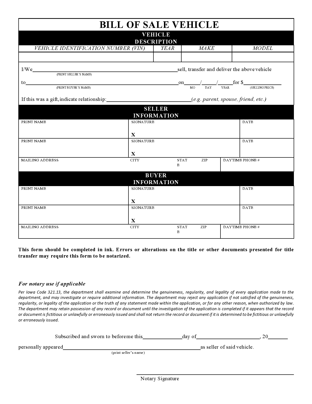 40 Printable Bill Of Sale For A Car Samples Word PDF 