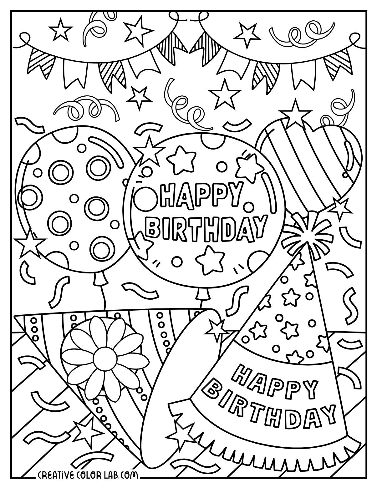 46 Happy Birthday Coloring Pages Free PDF Printables