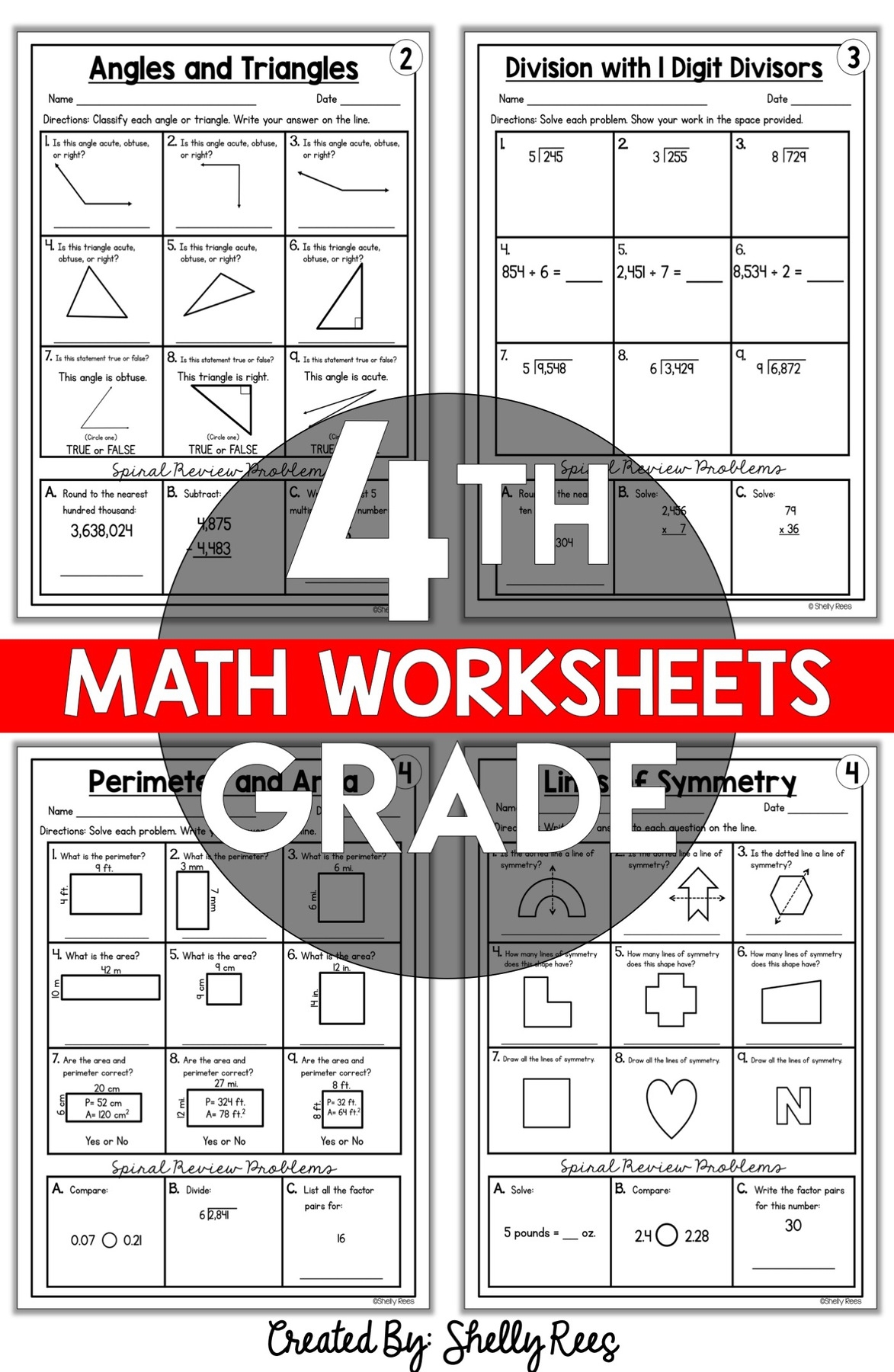 4th Grade Common Core Math Worksheets PRINTABLE Appletastic Learning