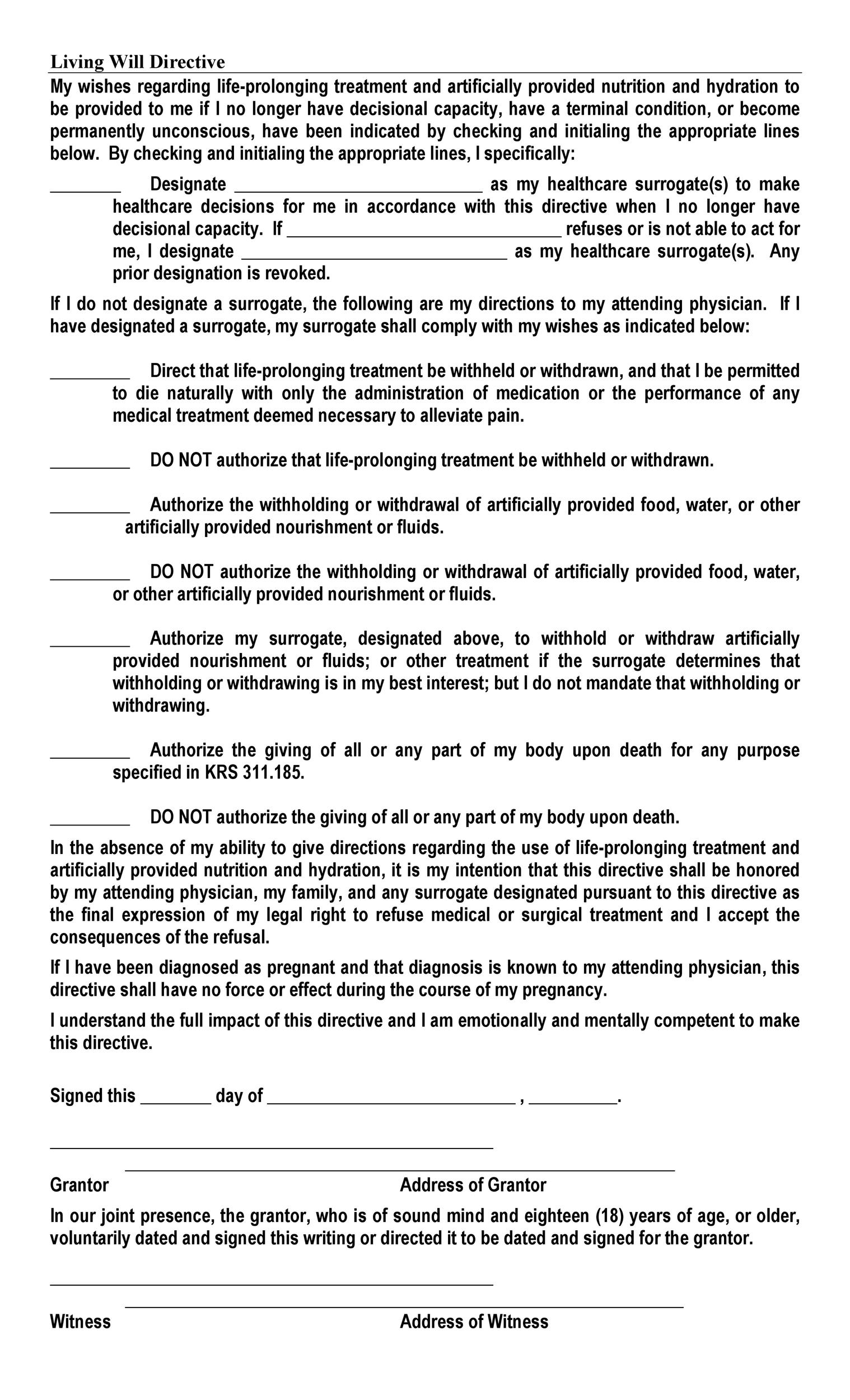 50 Free Living Will Templates Forms Word TemplateLab