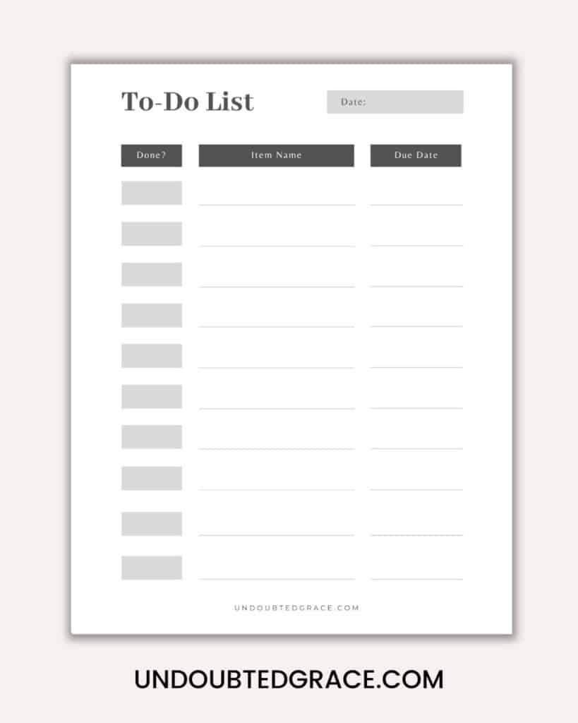 50 FREE To Do List Printable Templates For Every Style Undoubted Grace