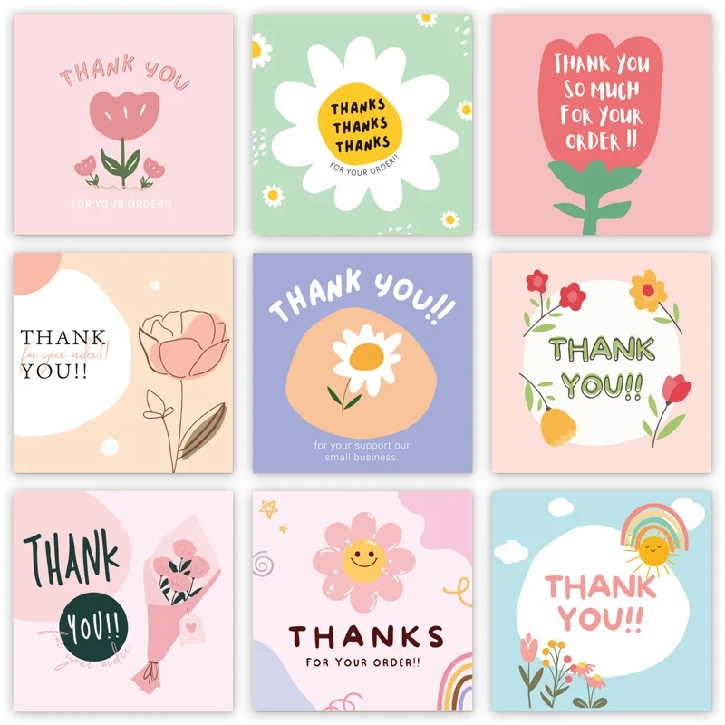50pcs Pack Flower Thank You Cards 6cm Pink Small Business Card For Bakery Wedding Party Baby Shower Package Insert Mailer Bag AliExpress