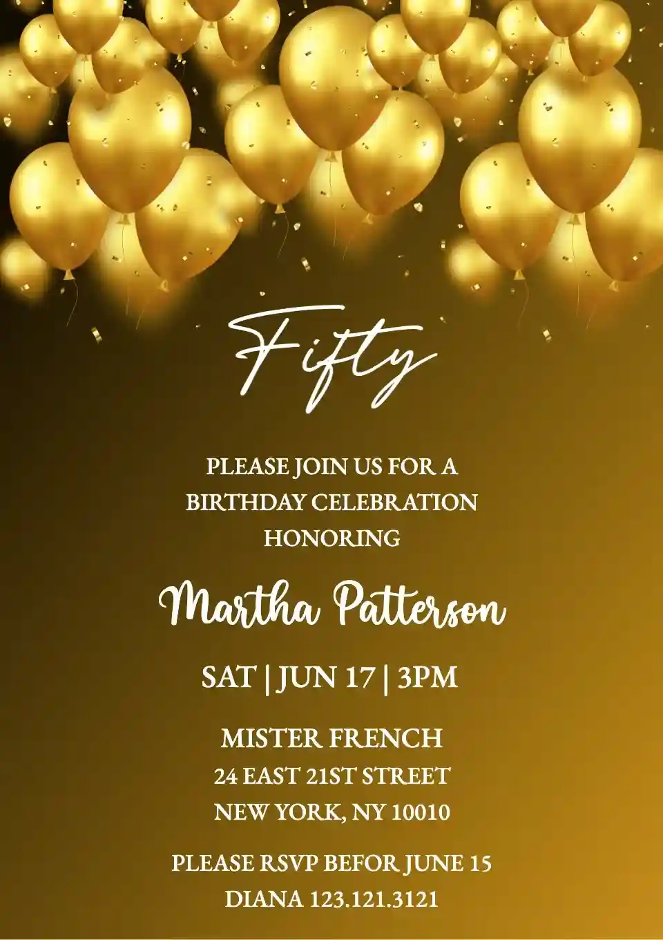 50th Birthday Celebration Free Adults Birthday Invitation Templates Invitanku