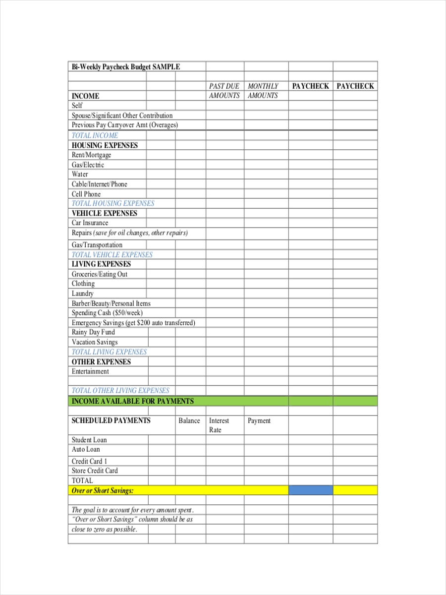 9 Bi Weekly Budget Examples To Download