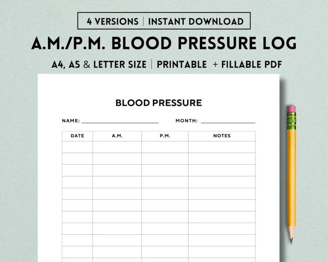 A M P M Blood Pressure Log Printable Template Morning And Evening Blood Pressure Log Daily Blood Pressure Tracking Blood Pressure Chart Etsy UK