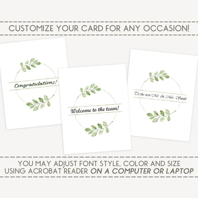 All Occasion Editable Printable Card Instant Download PDF Greeting Card Template Etsy