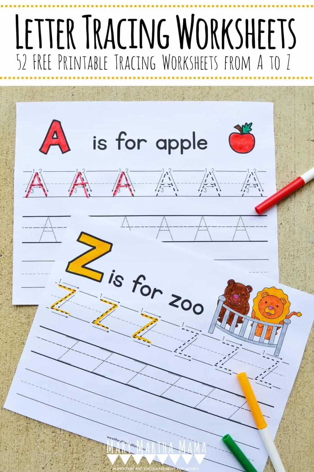 Alphabet Tracing Worksheets Mary Martha Mama