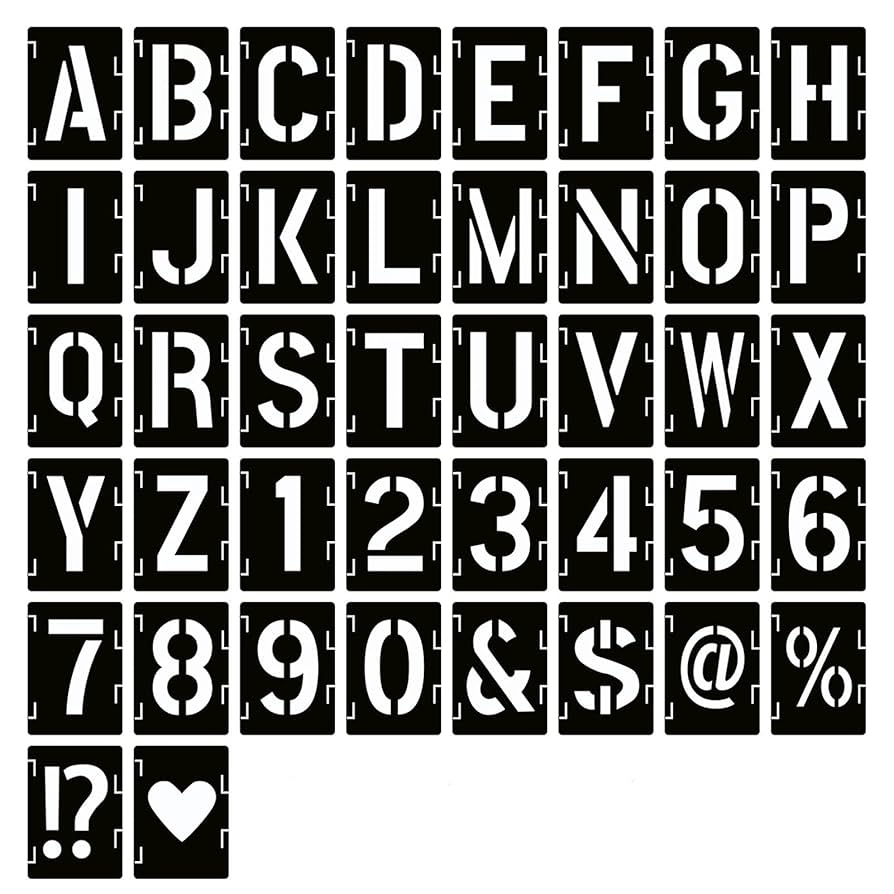 Amazon 2 Inch Letter Stencils Symbol Numbers Craft Stencils 42 Pcs Reusable Alphabet Templates Interlocking Stencil Kit For Painting On Wood Wall Fabric Rock Sign DIY Art Projects Arts Crafts Sewing