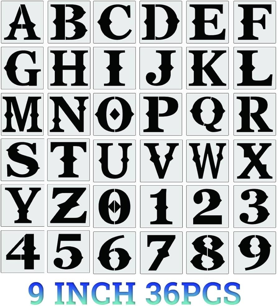 Amazon 9 Inch Large Letter Stencils Alphabet Stencils Reusable Stencil Letters Numbers Templates For Painting On Wood Walls Porch Fabric Art Crafts Tools Home Improvement