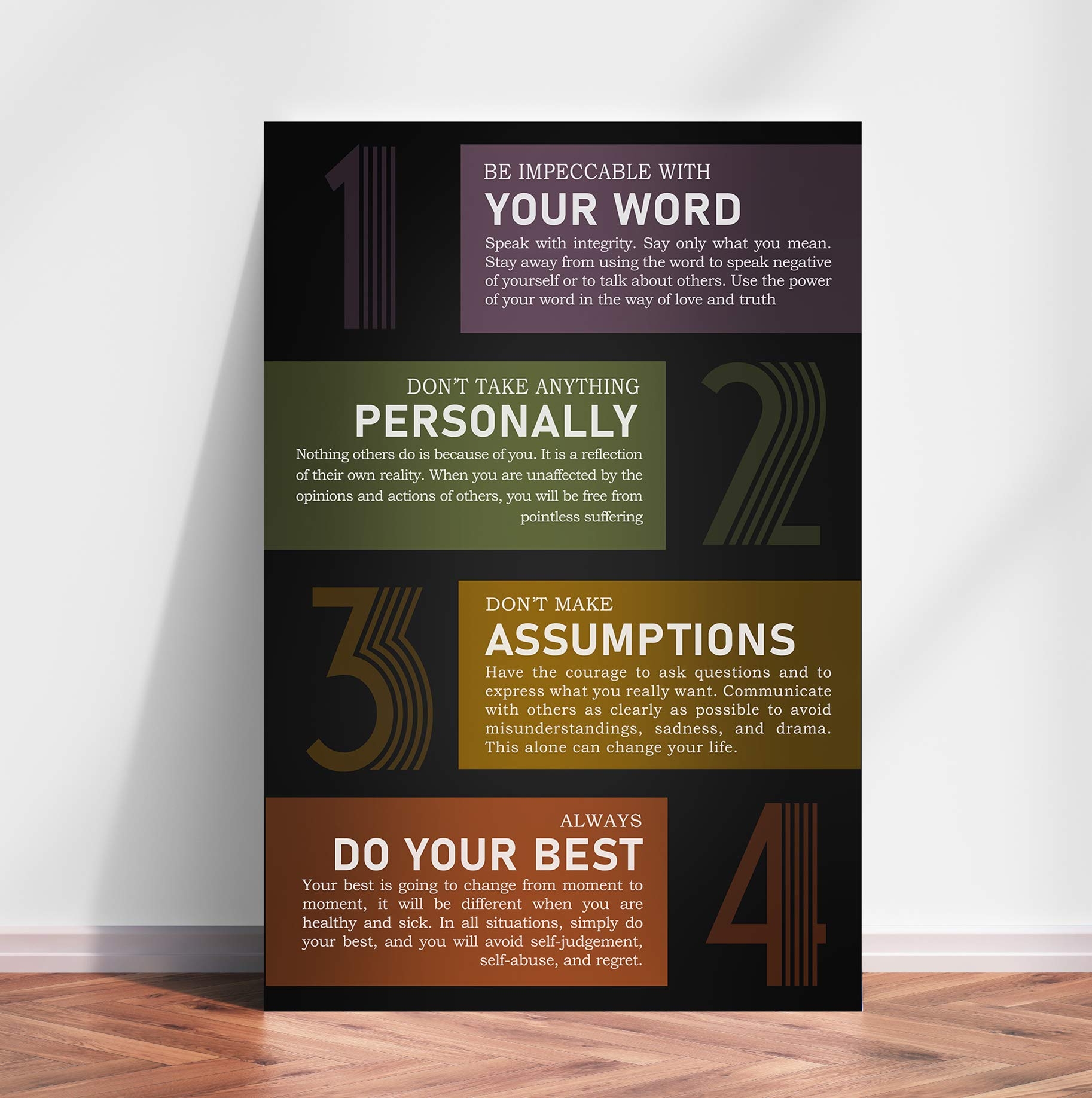 Amazon Anna Flora The Agreements Poster Four Ways To Change Your Life Horizontal Print Motivational Print Poster D cor Home Office Office Products