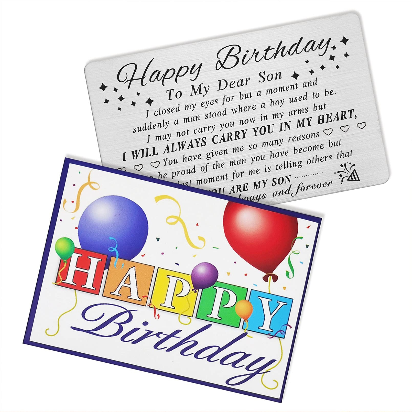 Amazon DEGASKEN Son Birthday Card Adult Happy Birthday Gifts Ideas For Son Unique Personalized Steel Engraved Wallet Card Clothing Shoes Jewelry