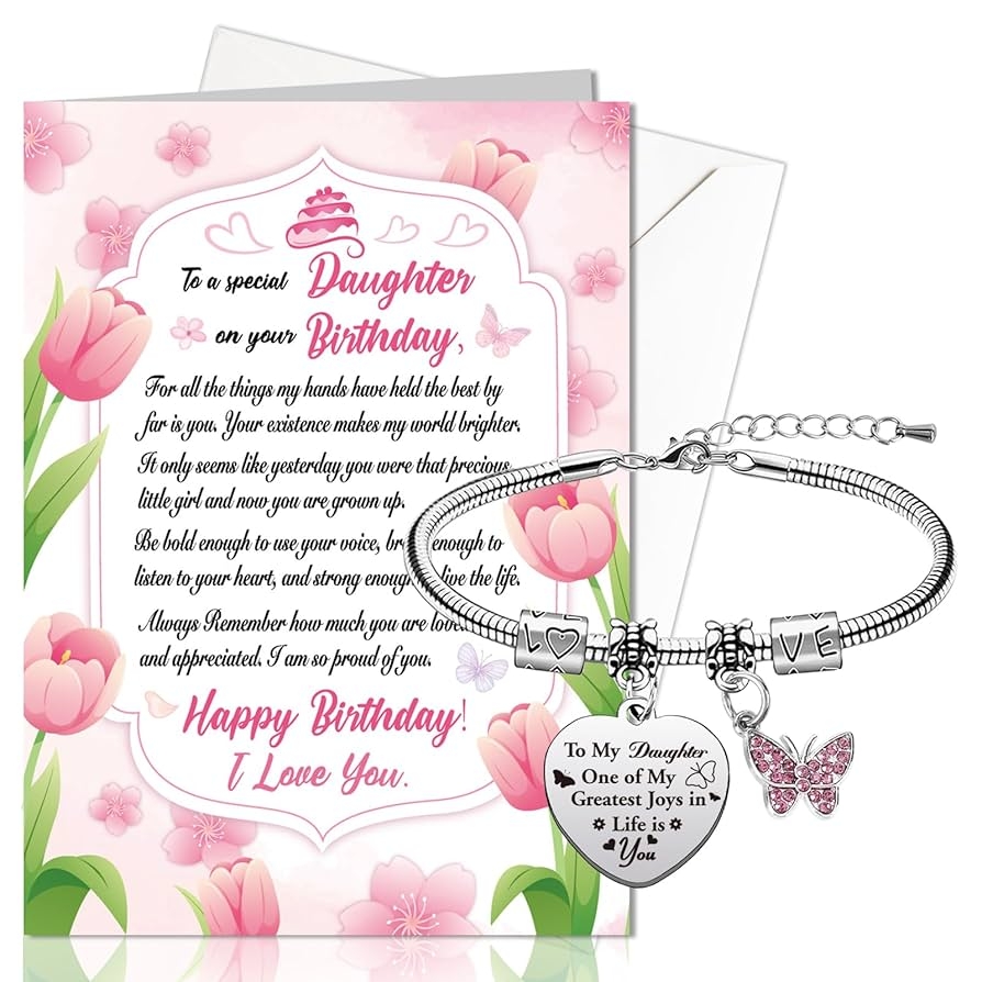 Amazon HOWAF Birthday Card Bracelets For Daughter Heart Engraved From Mom Dad Office Products