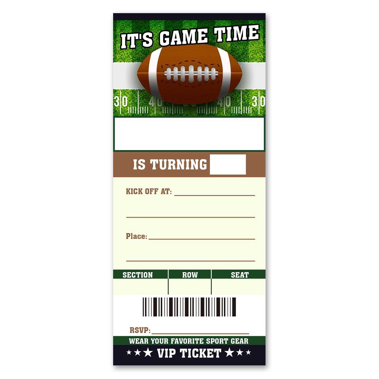 Amazon VAHATAN Football Birthday Party Invitations 20 Pack It s Game Time Football Ticket Invitations With Envelopes Invites Cards For Birthday Party Home Kitchen