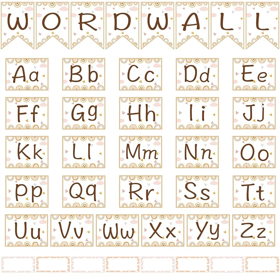Amazon Word Wall Bulletin Board Set Alphabet Letter For Classroom ABC Poster Chart Sight Words Boho Rainbow Border For First Grade Pre School Kindergarten Elementary Classroom Wall Decor Supplies Office