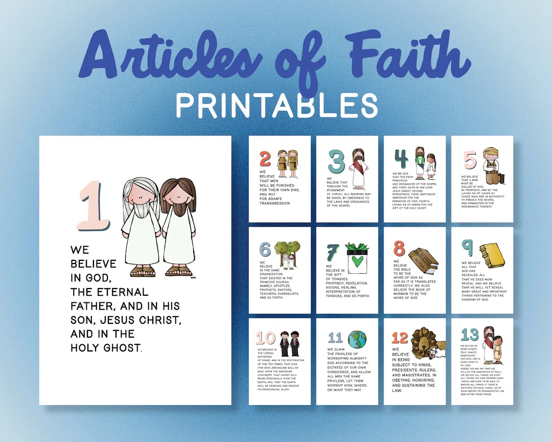 Articles Of Faith Printable Free