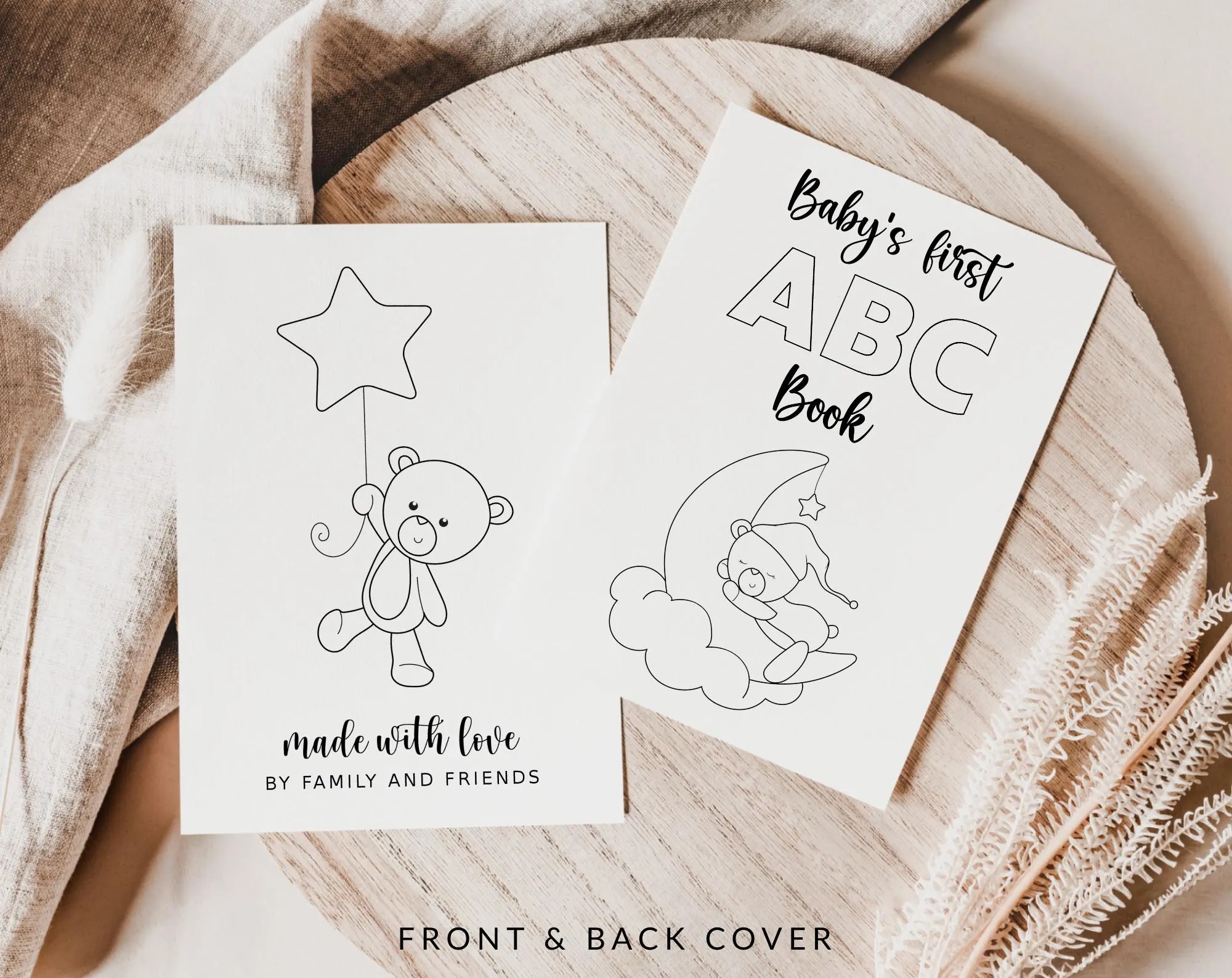 Baby s First ABC Book Baby Shower Alphabet Book Baby Shower Coloring Pages Baby Shower Coloring Book 2 Sizes Included Instant Download Etsy