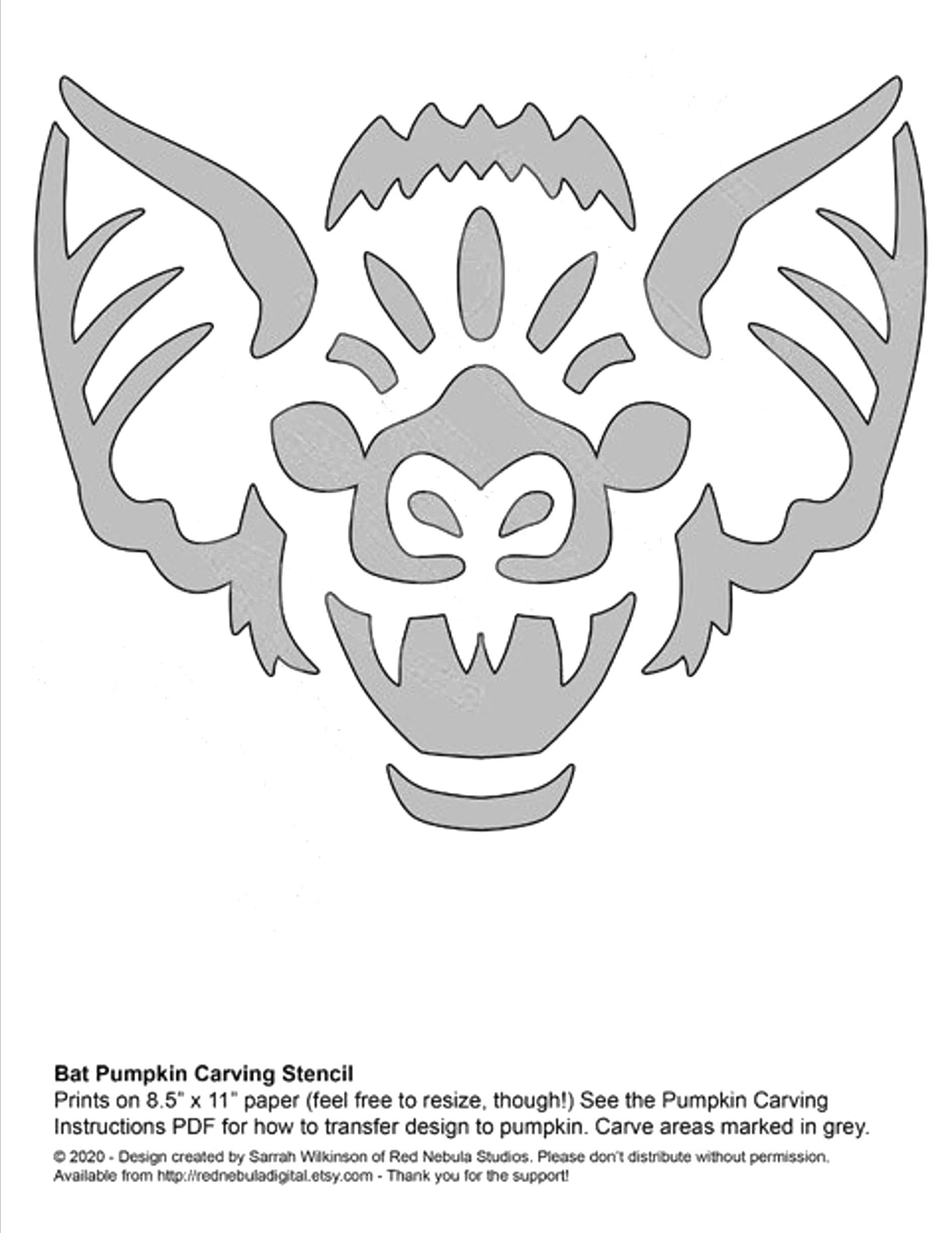 Bat Free Pumpkin Stencil Pumpkin Pattern Pumpkin Template Jack o lantern Stencil R PumpkinStencils