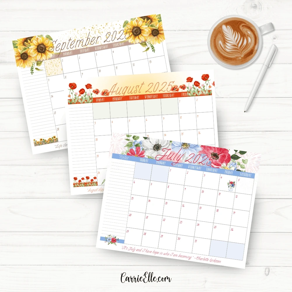 Be Ready To Bloom With Your Free Printable 2025 Floral Calendar Carrie Elle