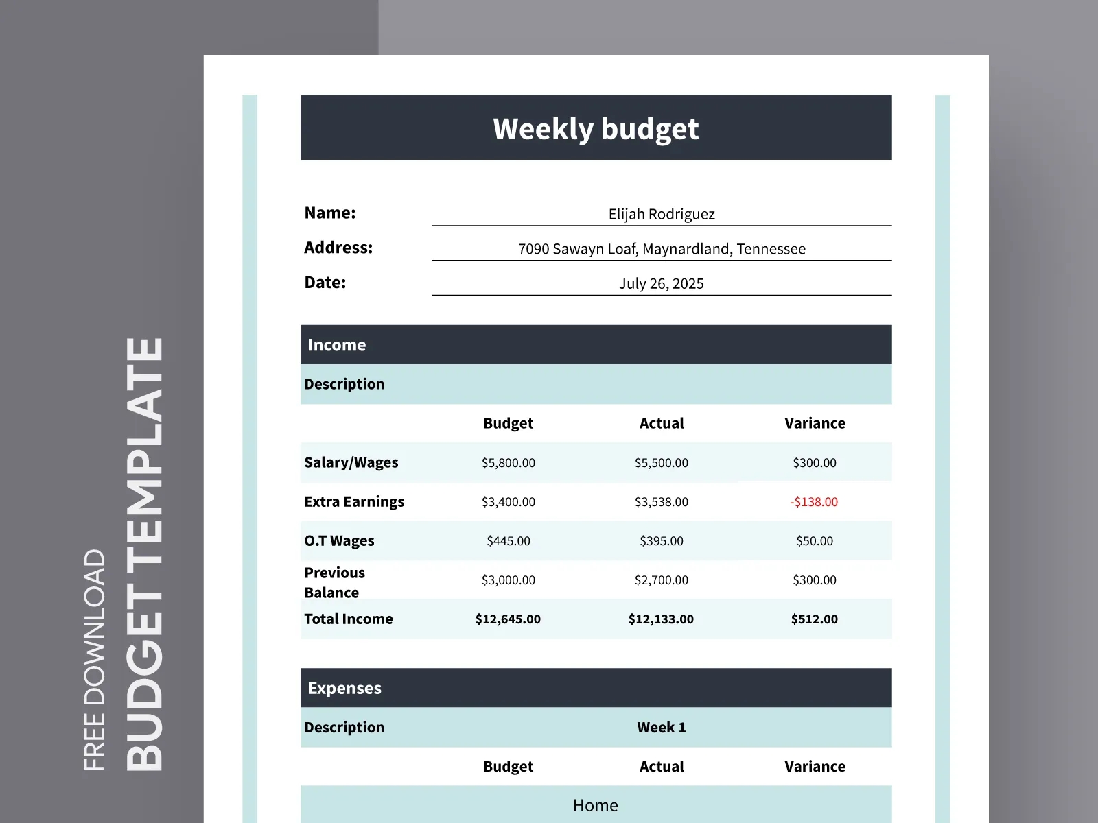 Biweekly Budget Sheets Free Printable