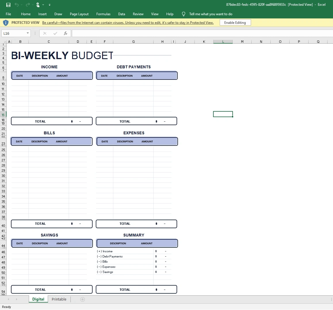 Bi Weekly Budget Template Excel Free Templates Included