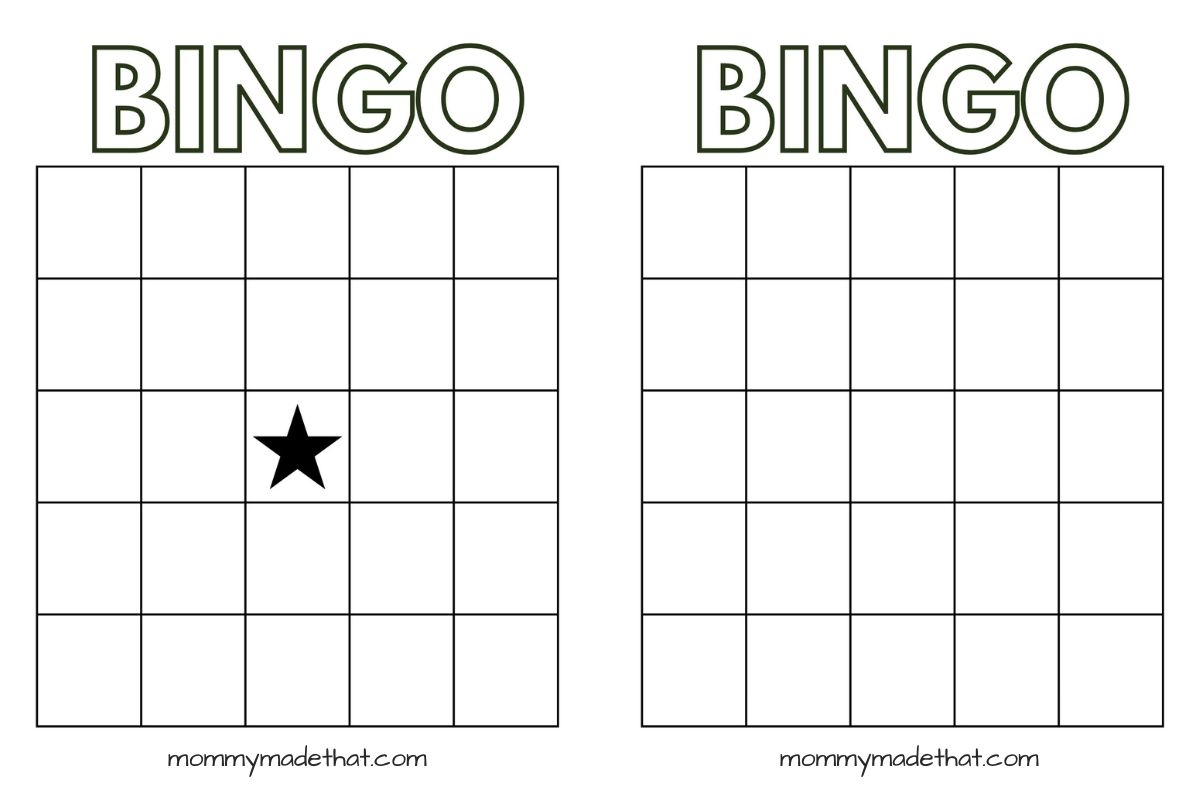 Bingo Card Template Free Printable