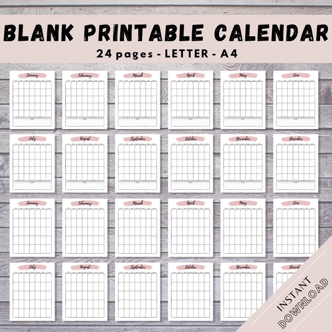 Blank Calendar Calendar Printable Printable Planner Monthly 
