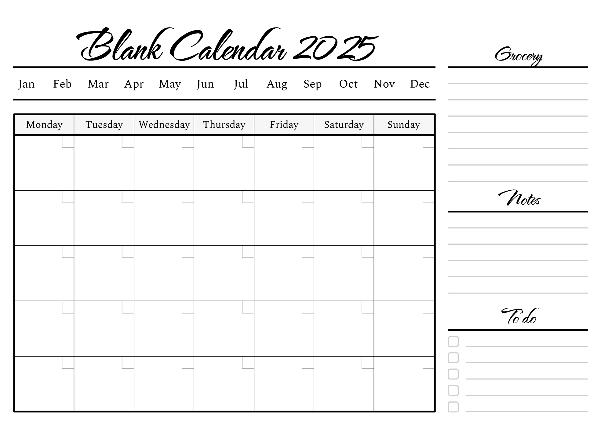 Free Printable Calendar 2025