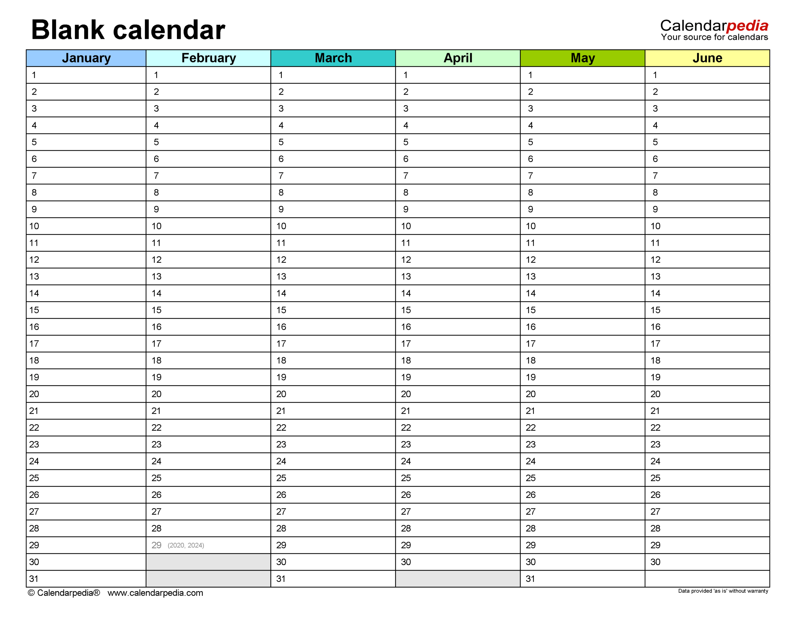 Free Blank Printable Calendar