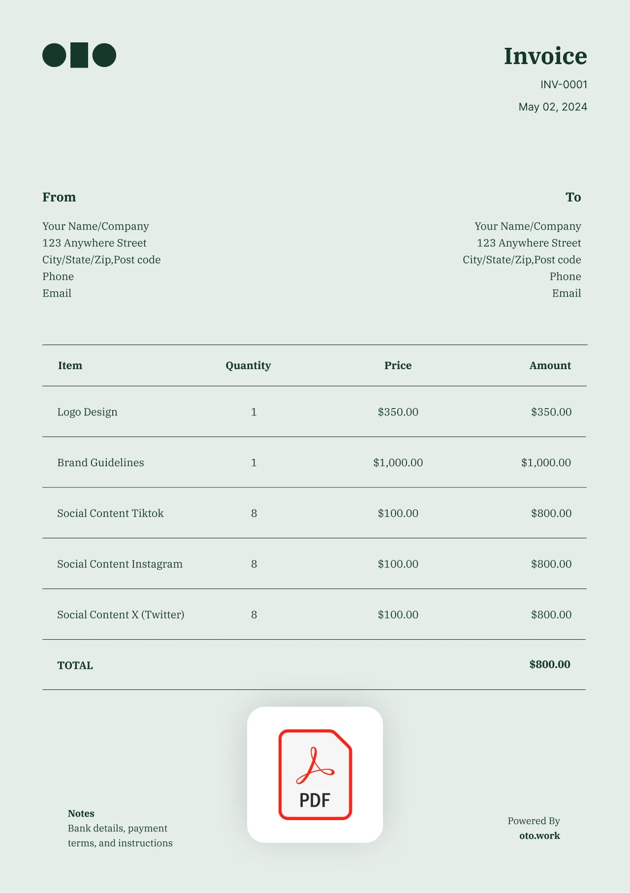 Blank Invoices Printable Free Pdf