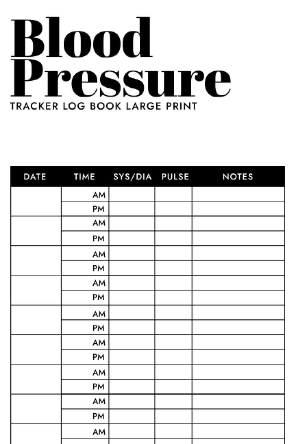 Blood Pressure Log Book Large Print Daily Blood Pressure Tracker Journal Large Print Simple Daily Blood Pressure Log For Record And Monitor Blood Pressure At Home BLACK SUGAR SUGAR BLACK Amazon Books