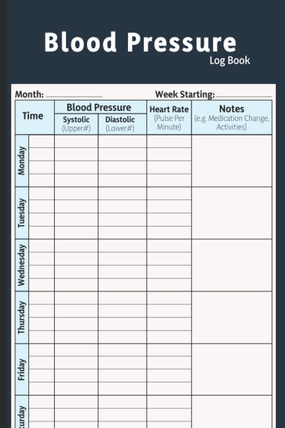 Free Printable Blood Pressure And Pulse Log Pdf